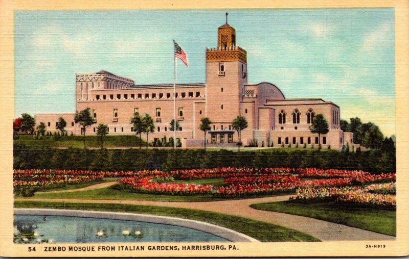 Pennsylvania Harrisburg Zembro Mosque From Italian Gardens Curteich