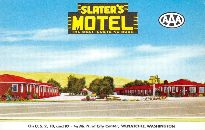 SLATER'S MOTEL Wenatchee, Washington Roadside ca 1950s Vintage Postcard