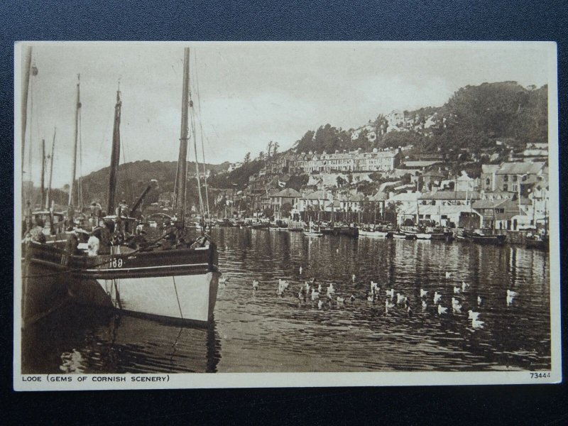 Cornwall LOOE showing Fishing Boats & Harbour - Old Postcard by Photochrom