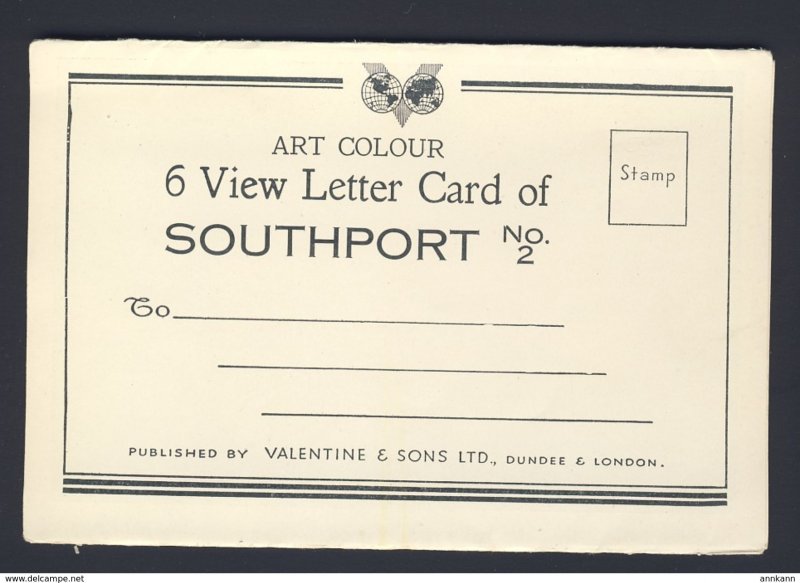 SOUTHPORT No. 2 - vintage Folder with 6 views, blank back for correspondence