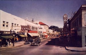 Eugene Oregon OR Street Scene Classic 1950s Cars Van Caf� Vintage Postcard