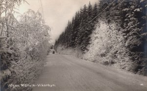 Sweden Vägen Rättvik-Vikarbyn Vintage RPPC C245