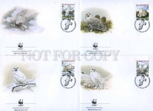 239824 GRONLAND Greenland WWF snowy owl 1999 year set of 4 FDC