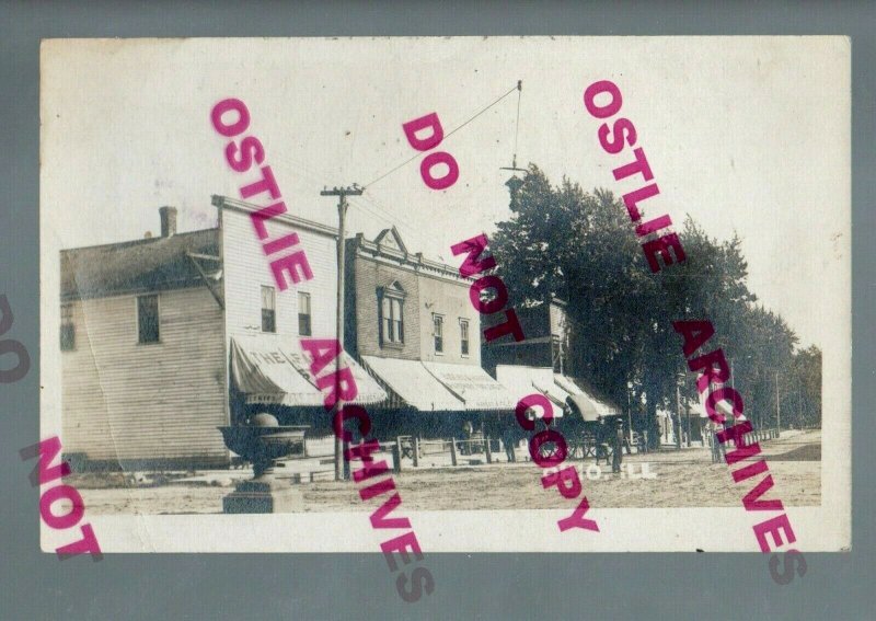 Ohio ILLINOIS RPPC c1909 MAIN STREET Stores nr Princeton Mendota Amboy Walnut