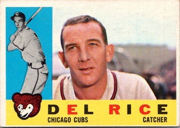1960 Topps Baseball Card Del Rice Chicago Cubs sk10509