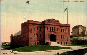 Vintage Massachusetts Postcard - Waltham - The Armory