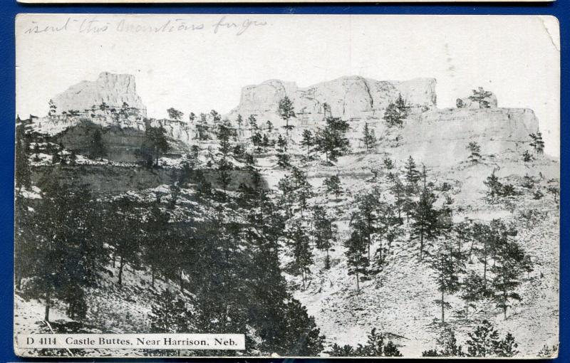 Castle Buttes near Harrison Nebraska ne old postcard postmarked 1912