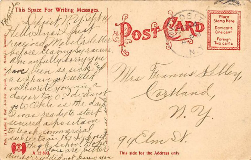 Dinner Time Deposit, New York, USA Postal Used Unknown, Missing Stamp 