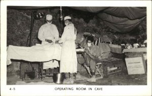 WWII Operating Room in Cave Doctors Human Blood Real Photo Postcard