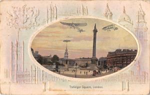 BR81583 trafalgar square london plane airplane embossed uk