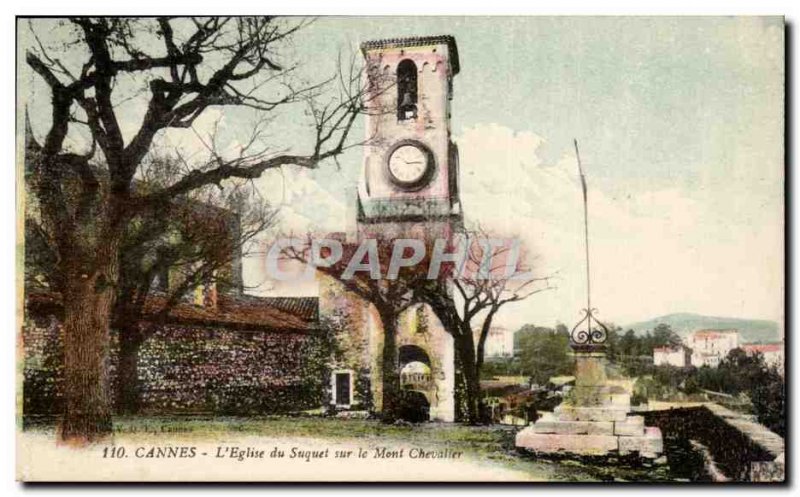 Cannes Old Postcard L & # 39eglise Suquet on Mount Chevalier