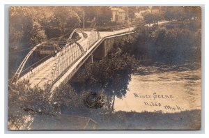 RPPC Dowagiac River Bridge Niles Michigan MI Cass County UNP Postcard Y16