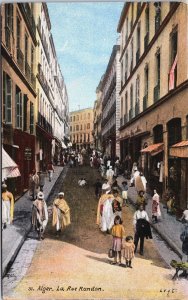 Algeria Algiers Alger La Rue Randon Vintage Postcard C257
