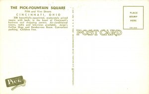 Cincinnati Ohio 1950s Postcard HotelPick- Fountain Square