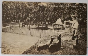 Detroit Mich., FEEDING THE SEAL Belle Isle 1918 to Camp Jackson SC Postcard A14