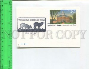 466557 1997 USA Zephyr sheepdog Trial special cancellation Postal Stationery