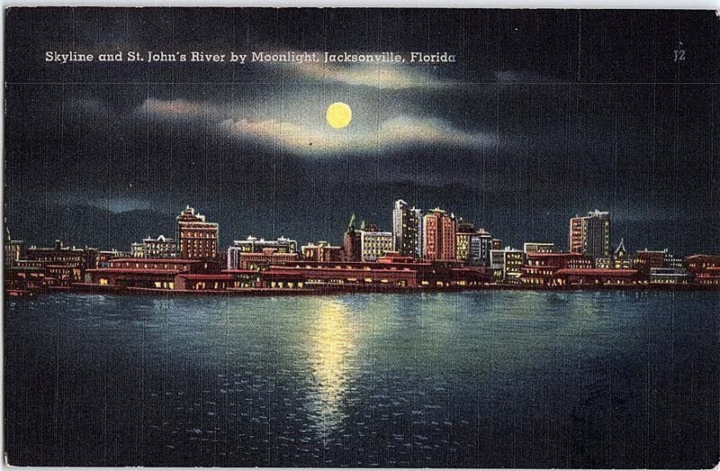 Postcard CITY SKYLINE SCENE Jacksonville Florida FL AJ4853