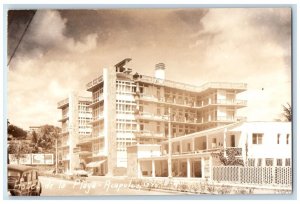 c1940's Hotel De La Playa Old Forester Sign Acapulco Mexico RPPC Photo Postcard 