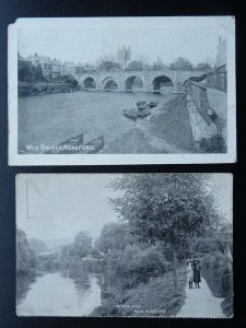 Herefordshire x 2 THE WYE BRIDGE & RIVER WYE c1905 Postcard