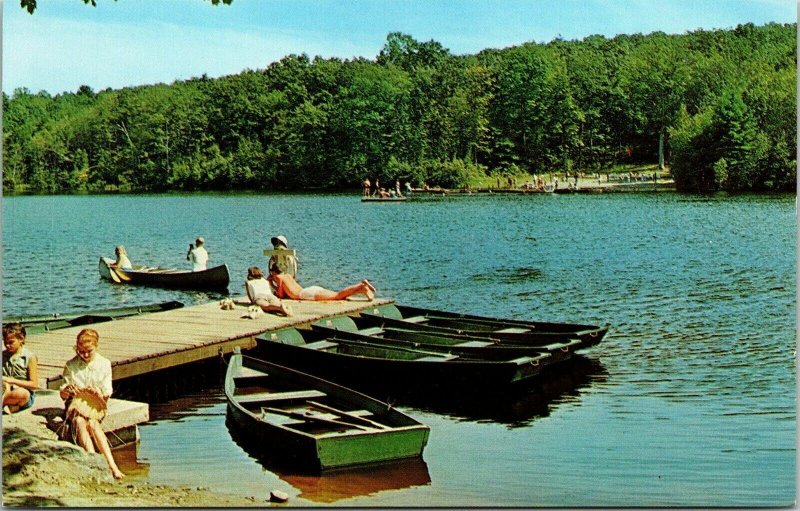 New Jersey 4-H Camp Stokes Forest Branchville NJ Boat Pier Postcard Dexter VTG 