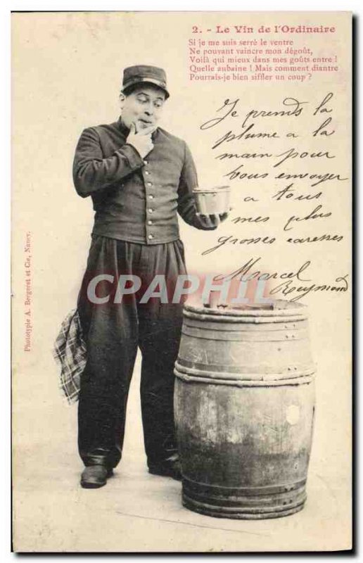 Old Postcard Fancy Wine & # 39ordinaire of Army