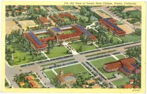Linen Air View of Fresno State College Fresno Califnornia CA