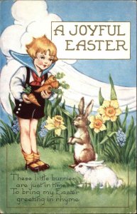 Whitney Easter Little Blonde Boy Feeds Carrots Rabbits Vintage Postcard