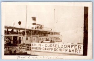 Köln-Düsseldorfer Deutsche Rheinschiffahrt RPPC BOAT DOCK AT WIESBADEN GERMANY