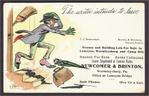 Wormleysburg PA Real Estate Advertising on Comic UDB Postcard c.1905