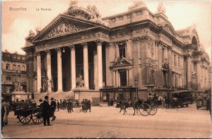 Belgium Bruxelles La Bourse Brussels Vintage Postcard C044