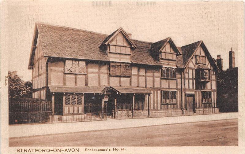 B4194 UK Stratford on Avon Shakespeare House 1907  front/back scan