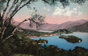 Vintage Postcard 1910's Lago Di Como Veduta Generale Del Lago Dell Isola Milan 