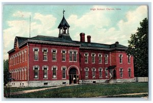 Clarion Iowa IA Postcard High School Building Exterior Scenic View 1910 Antique