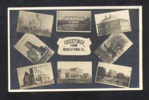 RPPC MIDDLETOWN ILLINOIS DOWNTOWN STREET SCENE MULTI VIEW REAL PHOTO POSTCARD