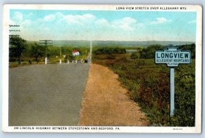 c1930 Bedford Pennsylvania Postcard Lincoln Highway Stoyestown Longview Stretch