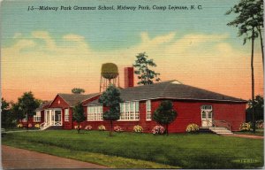 VINTAGE POSTCARD GRAMMAR SCHOOL AT MIDWAY PARK CAMP LEJEUNE NORTH CAROLINA