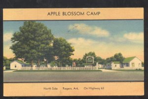 ROGERS ARKANSAS APPLE BLOSSOM CAMP MOTEL LINEN ADVERTISING POSTCARD