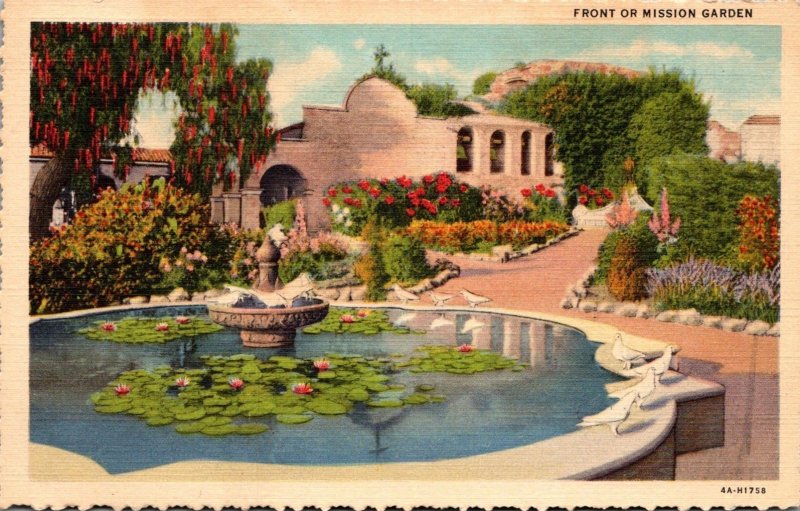 California Mission San Juan Capistrano Front Or Mission Garden 1954 Curteich