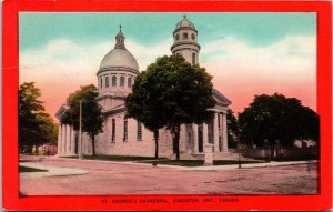 St George Cathedral Kingston Ontario Canada Postcard PM Cancel WOB Note VTG 
