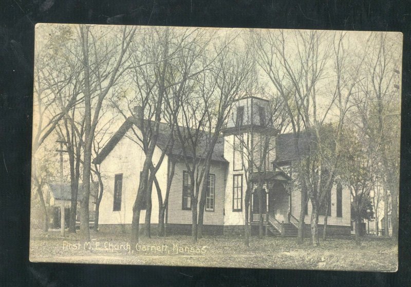 GARNETT KANSS FIRST METHODIST EPISCOPAL CHURCH VINTAGE POSTCARD 1910