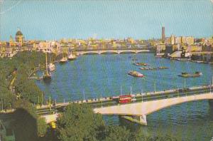 England London Waterloo Bridge River Thames and St Paul's Cathedral