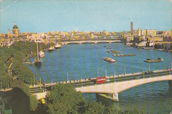 England London Waterloo Bridge River Thames and St Paul's Cathedral