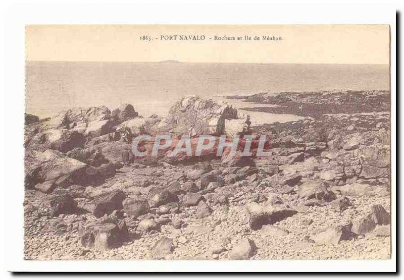 Port Navalo Old Postcard Rocks of & # 39ile of MEABAN