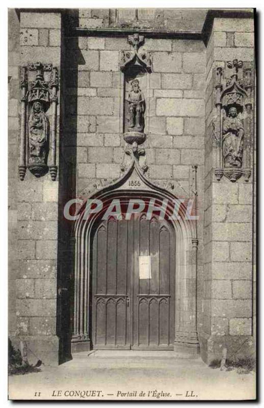 Old Postcard Le Conquet Portal Of I & # 39Eglise