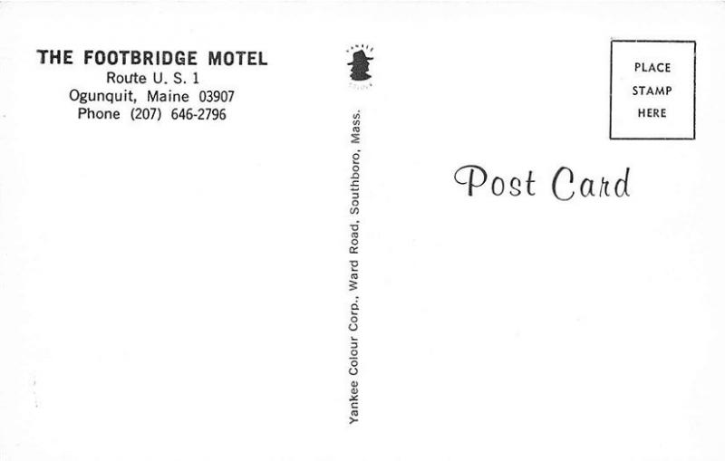 Ogunquit Beach ME Footbridge Motel US 1 Postcard