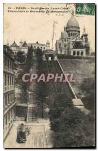 Old Postcard Paris Basilique du Sacre Coeur and Montmartre Finiculaire Reservoir