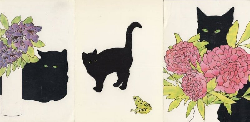 Sue Boetcher Famous Cat Artist 3x Cat Painting Postcard s