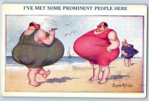 Fat Men And Woman I've Met Some Prominent People Here Donald McGill Postcard