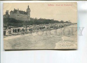 482596 Germany Kolberg Poland Kolobrzeg Sand castle beach vacationers postcard