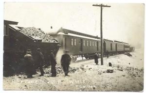 Mason City IA C. R. I. & P C. M. St P. Railroad Train Wreck Real Photo Postcard